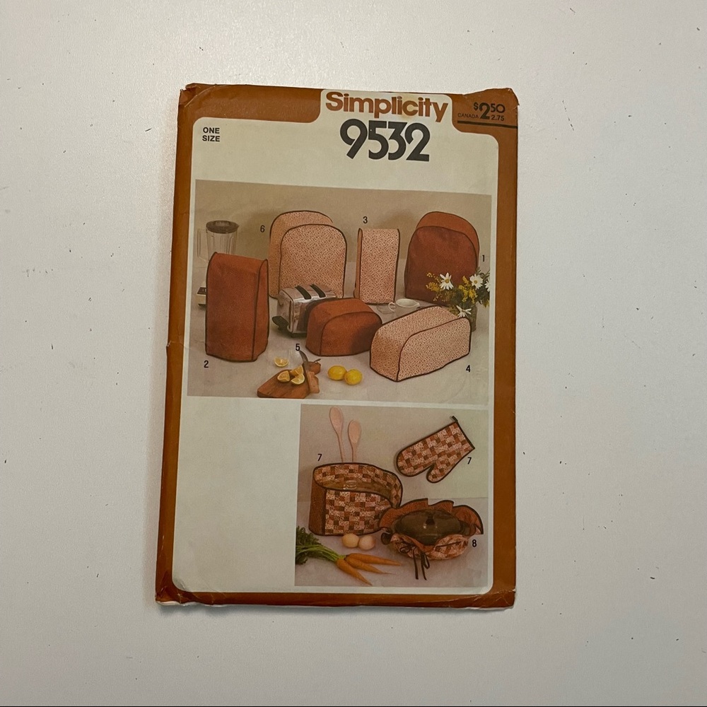 Vintage Simplicity Pattern Kitchen Toaster Appliance Cover Oven Mitten Fabric